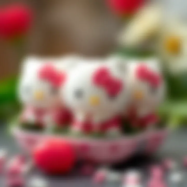 A close-up of the unique features of Hello Kitty eggs