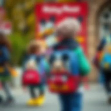 Children happily using their Mickey Mouse backpacks at school