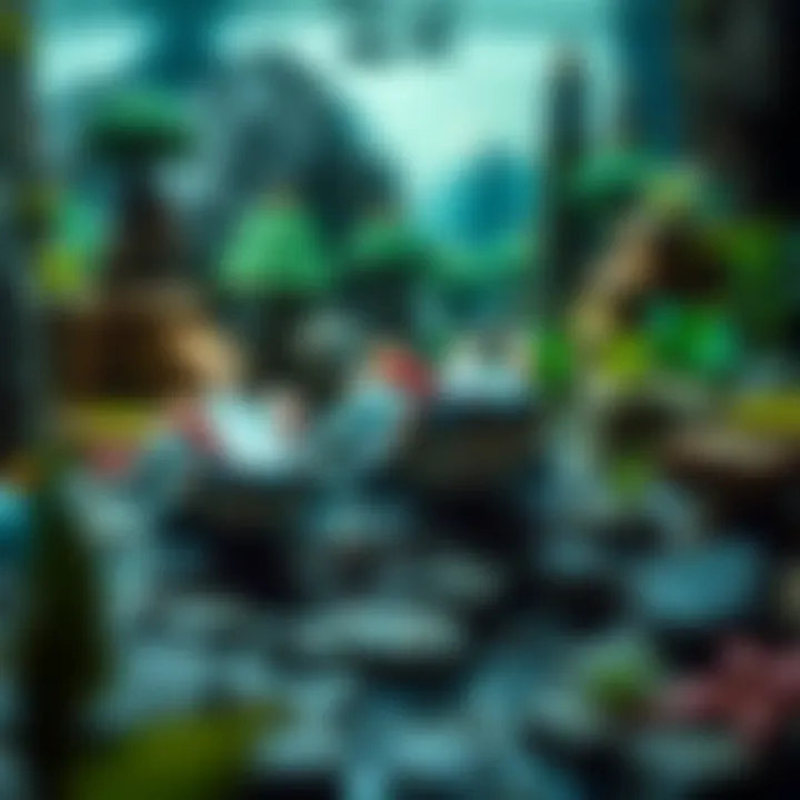 An overview of the ecosystem with axolotls and their surrounding environment