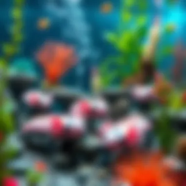 A vibrant underwater scene showcasing axolotls in their natural habitat