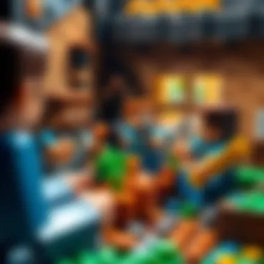 Players collaborating in a Minecraft build