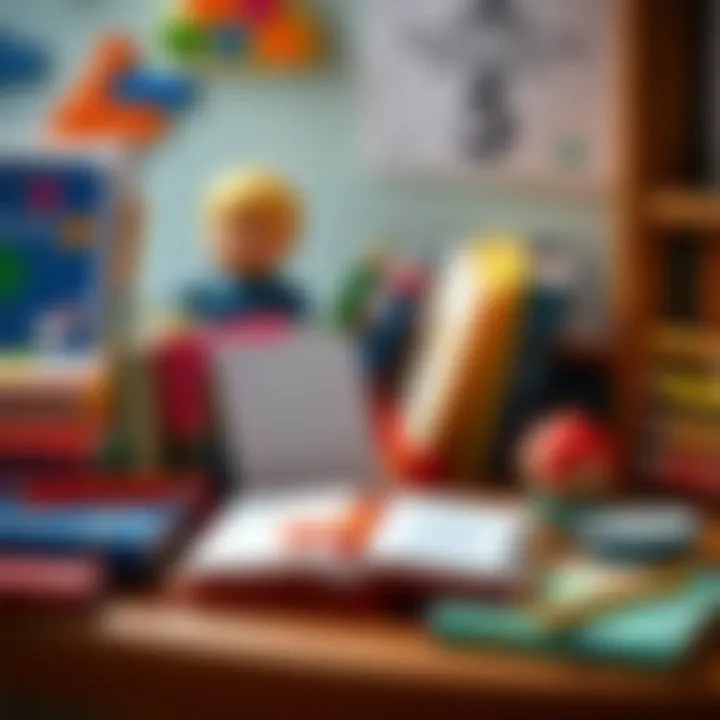 An array of books and notebooks designed to enhance children's learning.