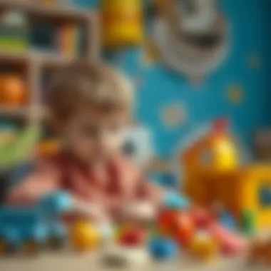 Engaged child playing with educational toys