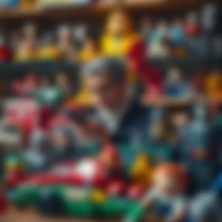 Hobbyist displaying a curated toy collection