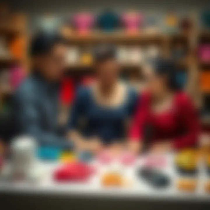 A parent selecting the perfect sektirme top from various options.