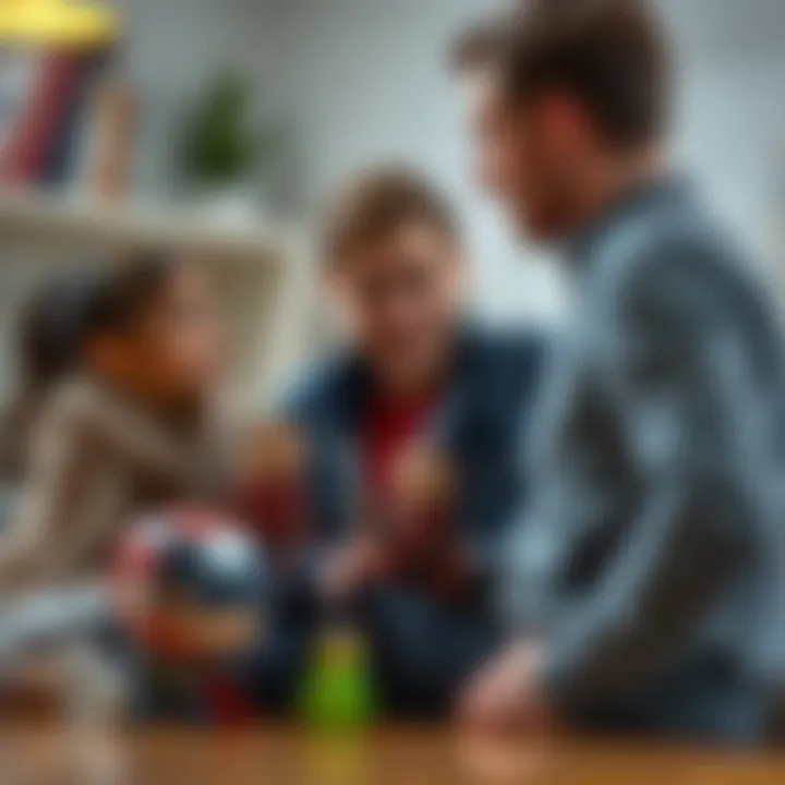 Parents discussing the educational benefits of Marvel Pop toys