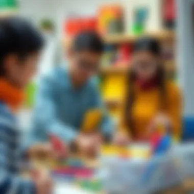 Parents selecting stationery products for school