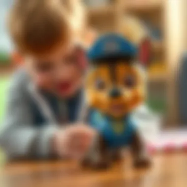 A child demonstrating social skills while playing with Chase toys