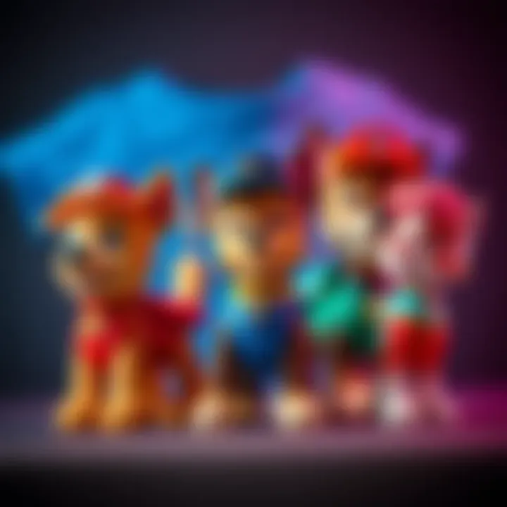 Colorful Paw Patrol t-shirt design featuring popular characters