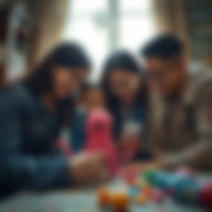 Parents engaging with their child and the pink octopus toy
