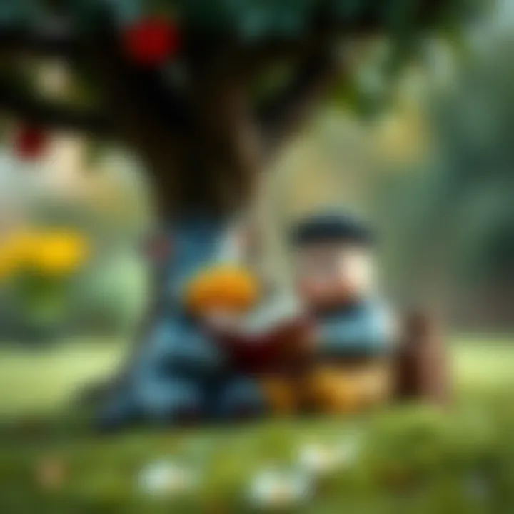 A serene moment of Piglet and Eeyore sharing stories under a tree, showcasing the importance of companionship.