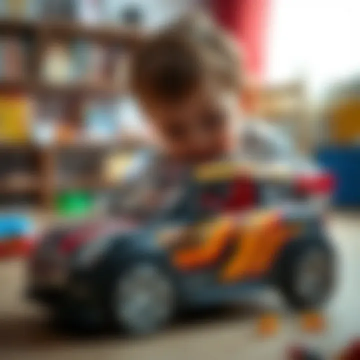 Child engaging in imaginative play with Pilsan car