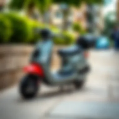 Pilsan Mini Scooter standing on a sidewalk