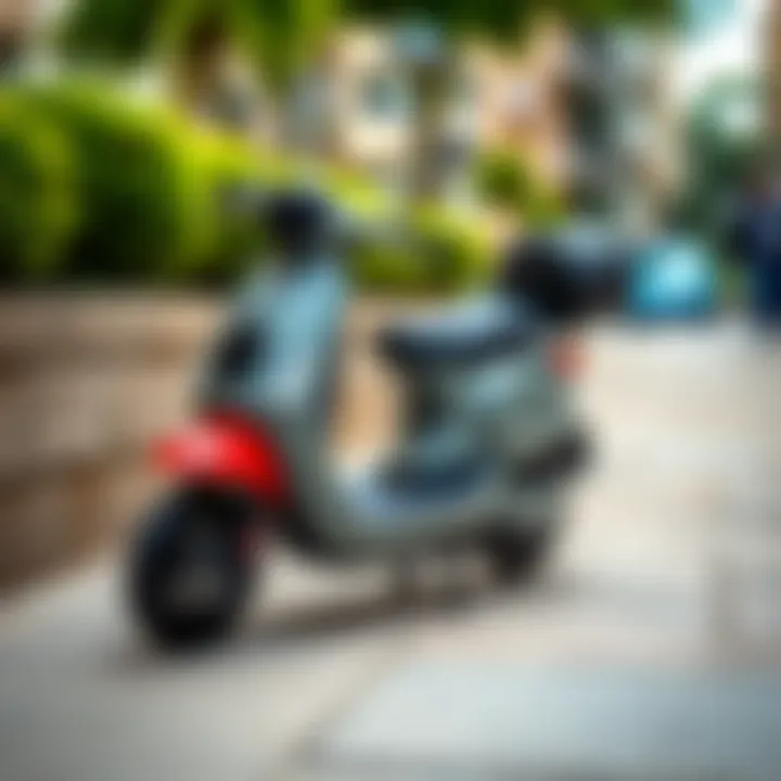 Pilsan Mini Scooter standing on a sidewalk