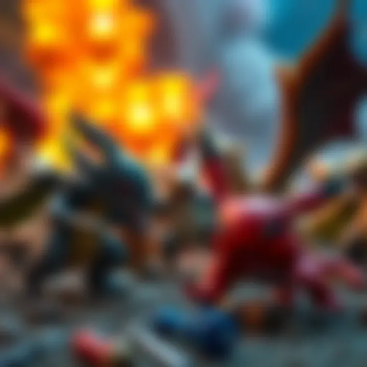 A dynamic action scene of Pokemon battling, reflecting excitement and adventure
