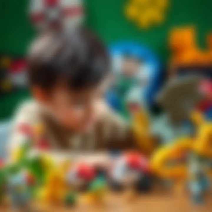 A child engaging with Pokemon toys, showcasing creativity and imagination