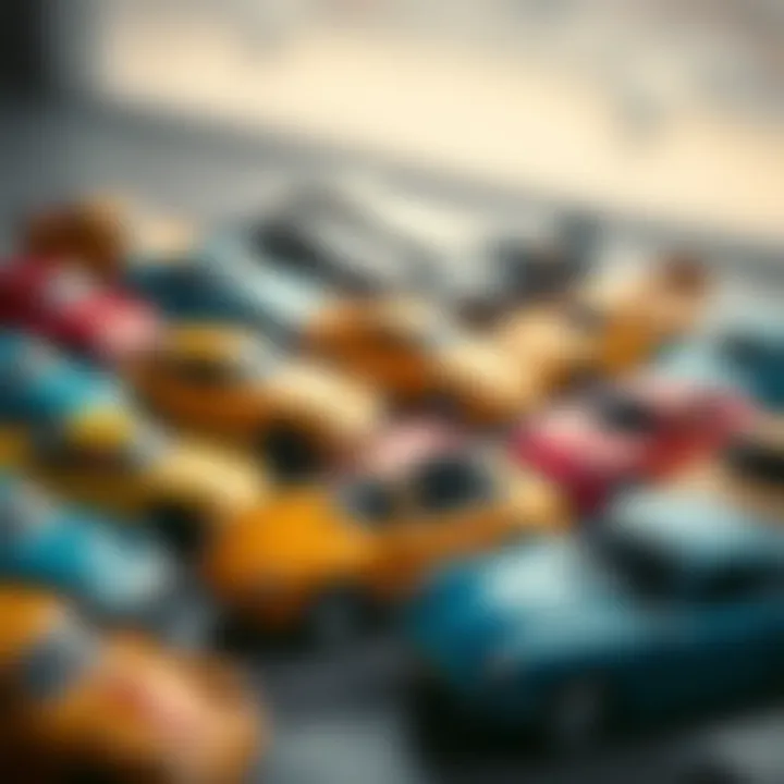 A collection of various Porsche 911 Hot Wheels models arranged aesthetically.