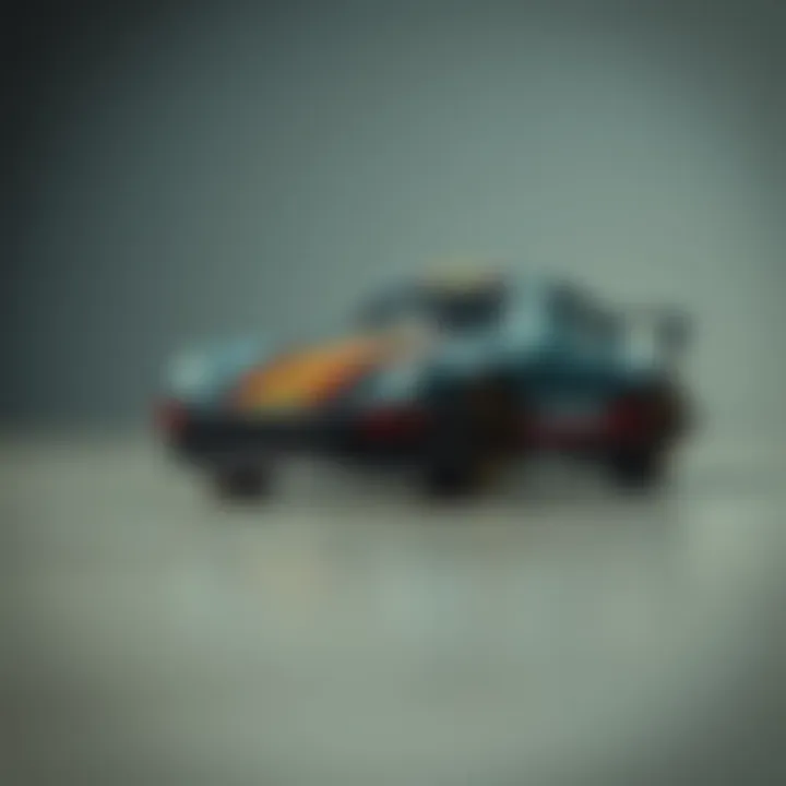 A close-up of the unique features of a special edition Porsche 911 Hot Wheels car.