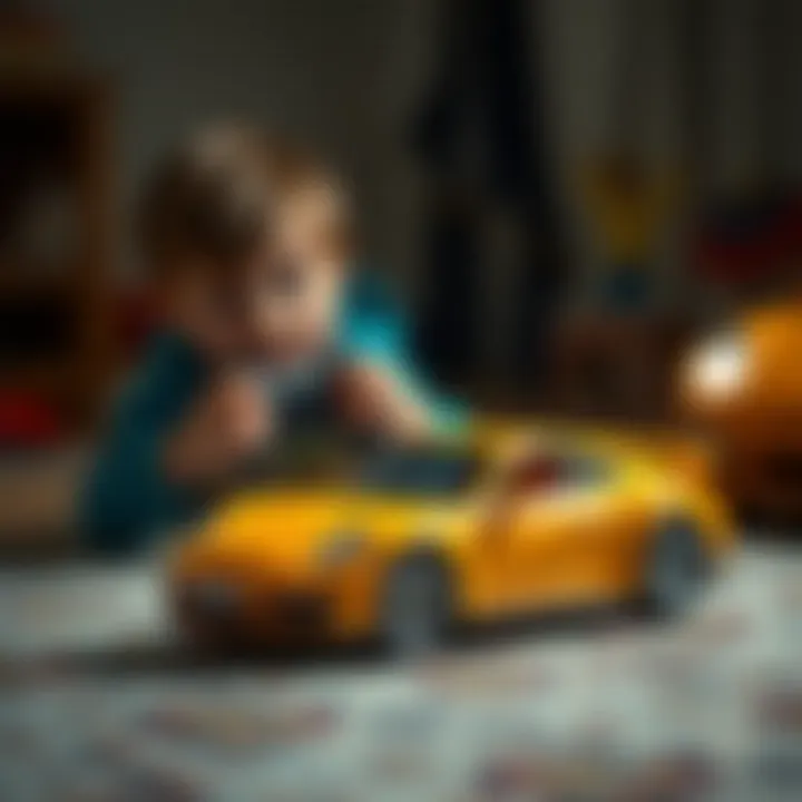 Child engaging with Porsche remote-controlled car