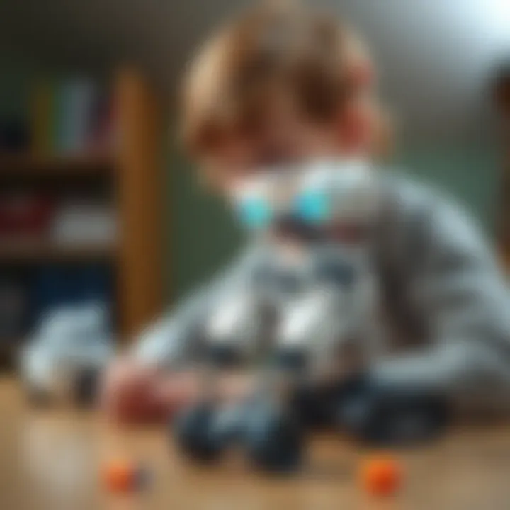 A child demonstrating problem-solving skills while playing with a robotic kit.
