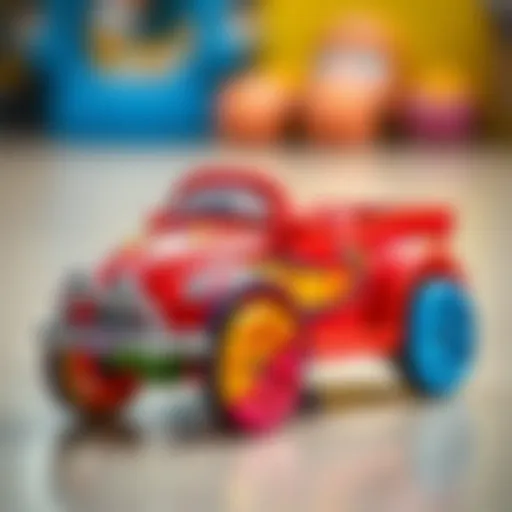 Colorful rainbow toy car for imaginative play