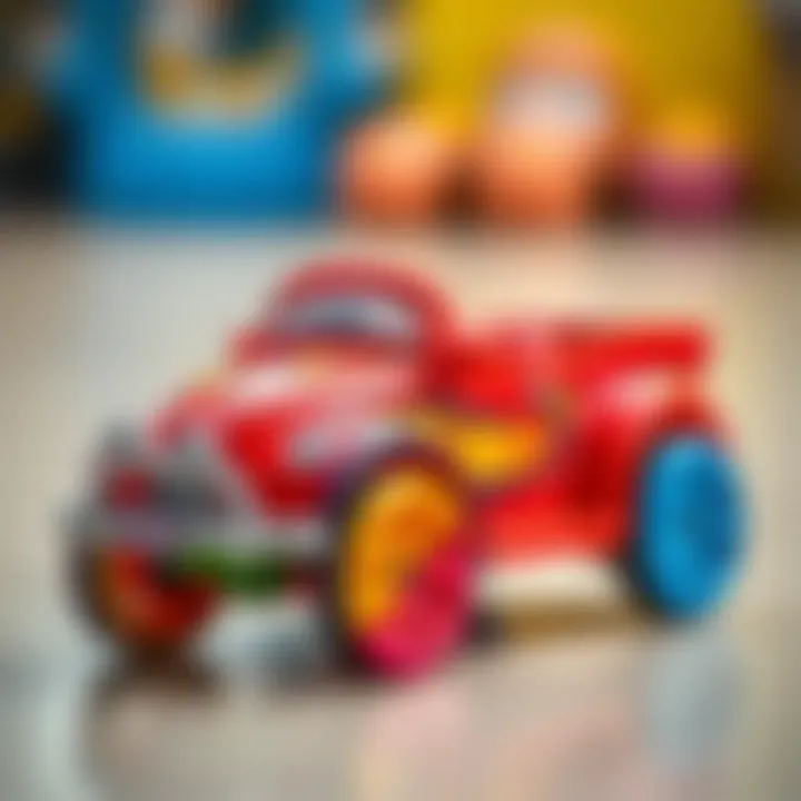 Colorful rainbow toy car for imaginative play