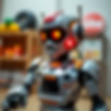 Parents selecting robot toys for children