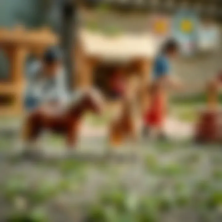 Creating a Safe Play Environment Parents and children creating a safe and educational play area with small ponies.