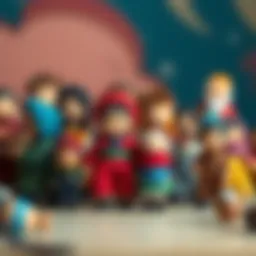 Diverse collection of small toy dolls representing various cultures