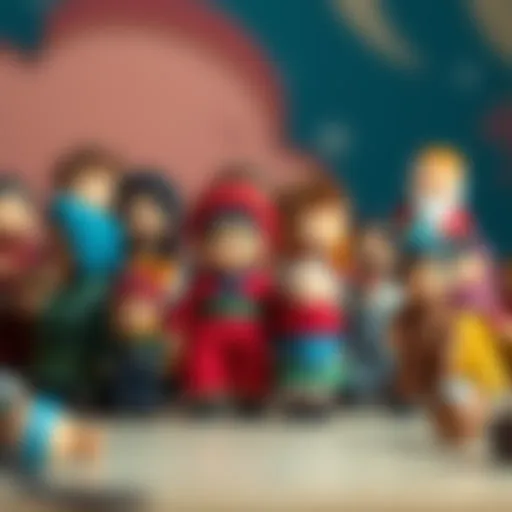 Diverse collection of small toy dolls representing various cultures