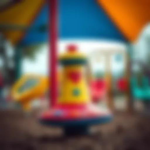 Sektirme Top in a Playful Environment A vibrant and colorful sektirme top set against a playground backdrop.