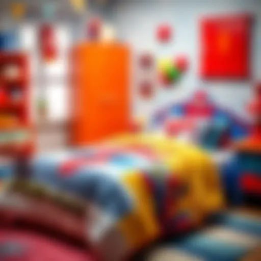 A colorful Spider-Man themed bed set featuring vibrant colors and playful designs