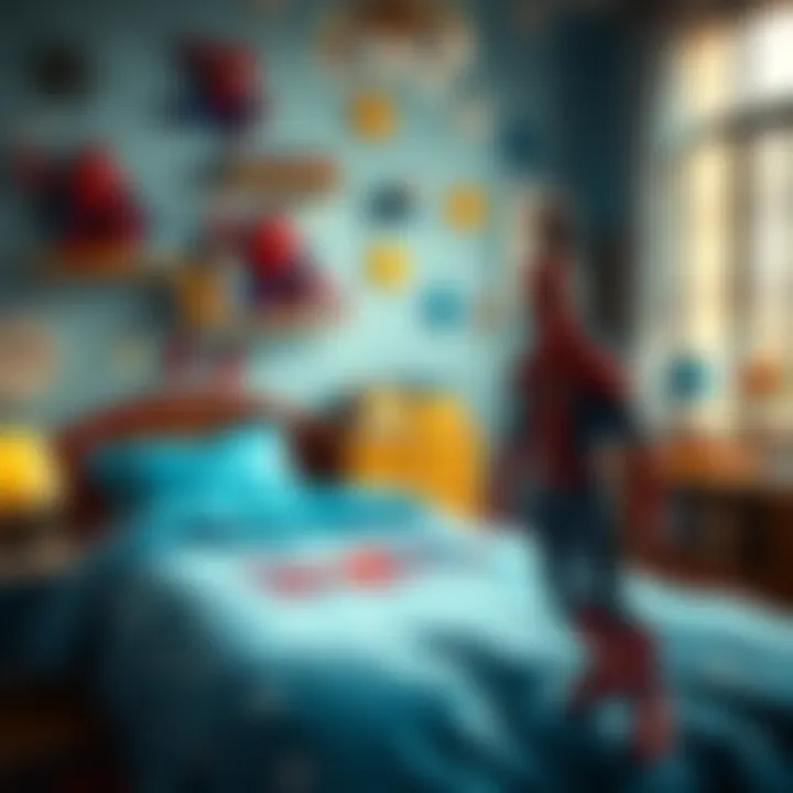 A playful bedroom decorated with Spider-Man elements, enhancing the child's imagination