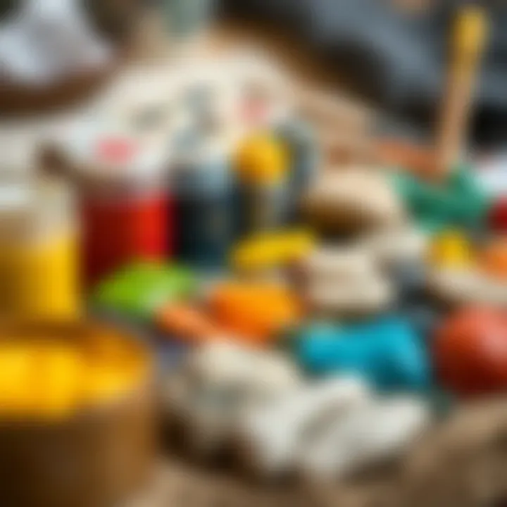 A variety of stone painting supplies and colors