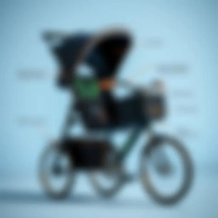 Safety features of a child bicycle stroller highlighted