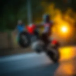A skilled rider performing a stunt on a motorcycle