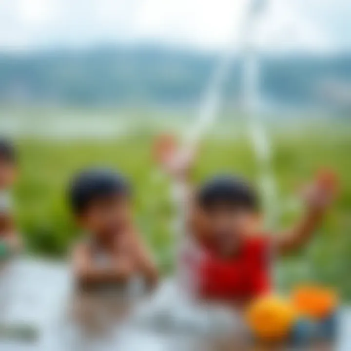 Children joyfully playing with water, showcasing creativity and imagination