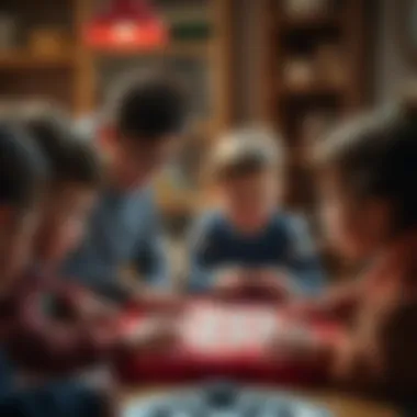 Children engaged in the Sunman word game, showing teamwork and excitement.