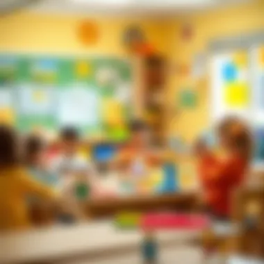 Creative arts and crafts activities in a cheerful classroom