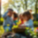 Children exploring nature in a sunny preschool environment