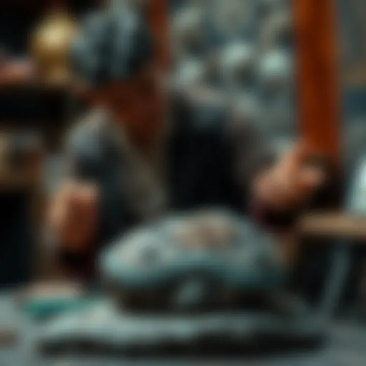 Intricate Designs on a Stone An artist showcasing intricate designs on a stone