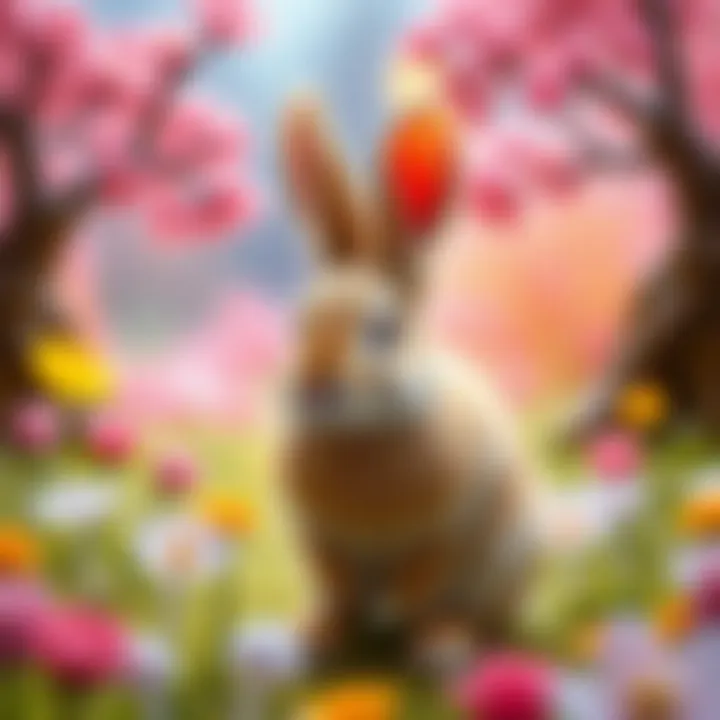 A whimsical illustration of a rabbit in a fantasy landscape, inviting imagination and wonder.