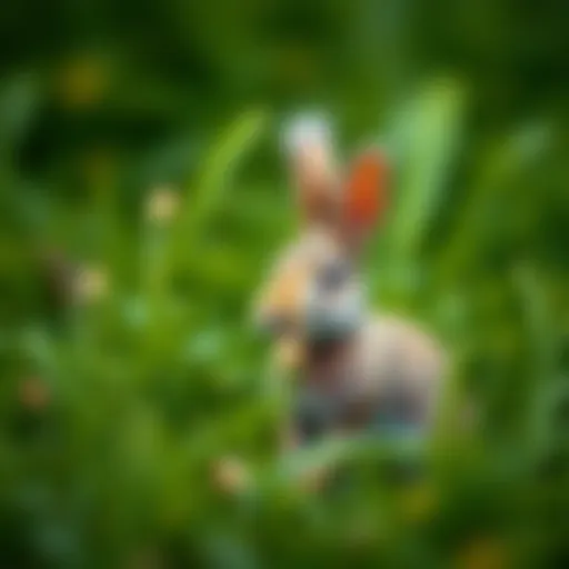 A serene depiction of a rabbit in a lush green meadow, symbolizing tranquility and nature.