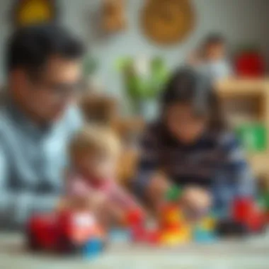 Parent observing child's interaction with toys