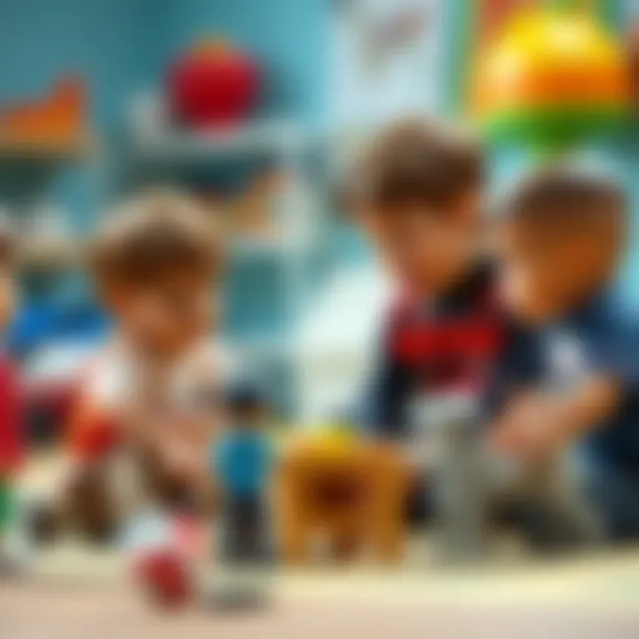 Three-year-old engaged in a group activity with peers.