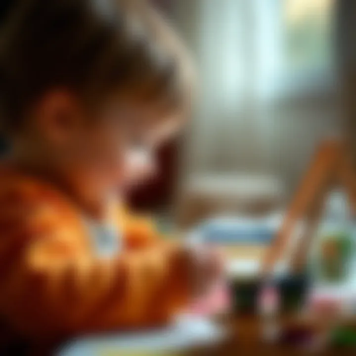A toddler engaged in a painting activity, showcasing focus and joy