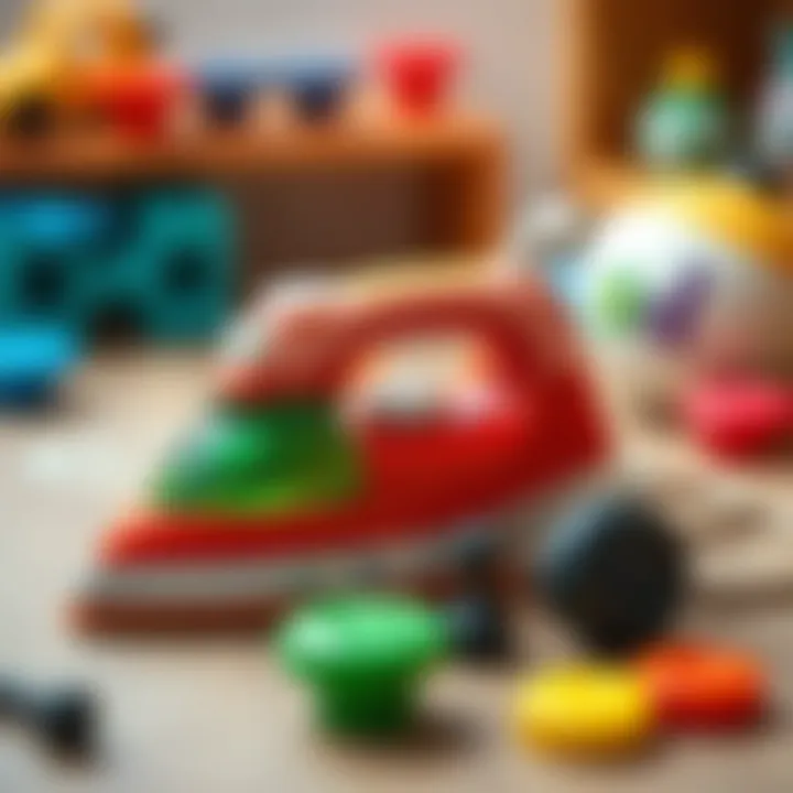Colorful toy iron set for imaginative play.
