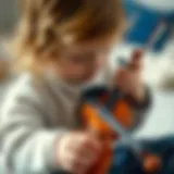 Child exploring the toy violin