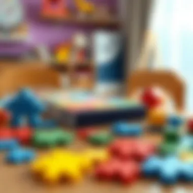 Colorful educational puzzles arranged on a table for interactive learning