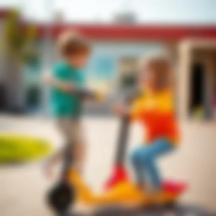 Children engaging in play while using the Twister Maxi Scooter to enhance motor skills